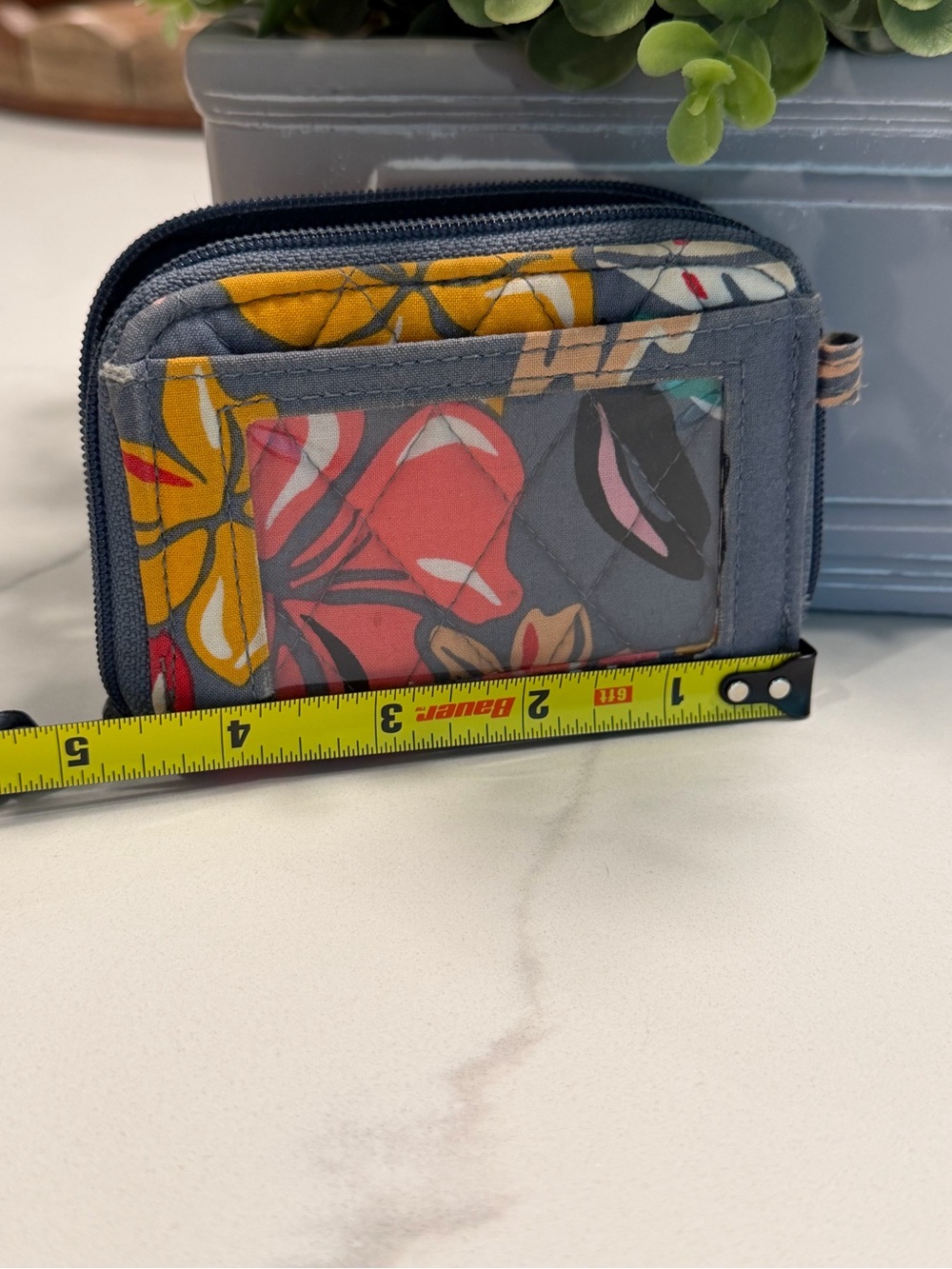 Vera Bradley Floral Quilted Zip Card Wallet - Navy & Multicolor